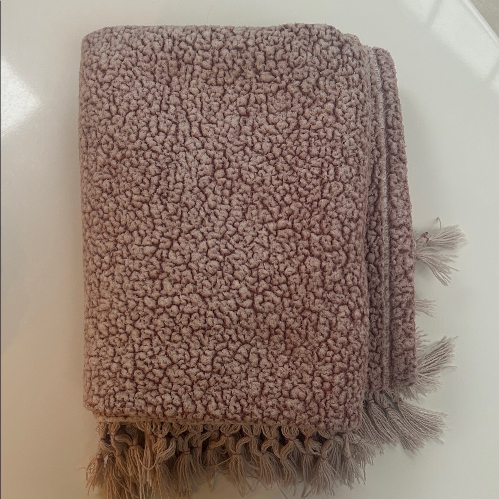 Anthropologie Textured Throw Blanket - Soft Mauve